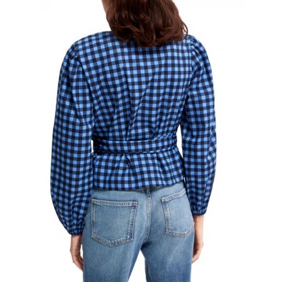 Scotch & Soda WRAP TOP IN ORGANIC COTTON WITH EMBROIDERY, BLUE - Picture 4 of 8